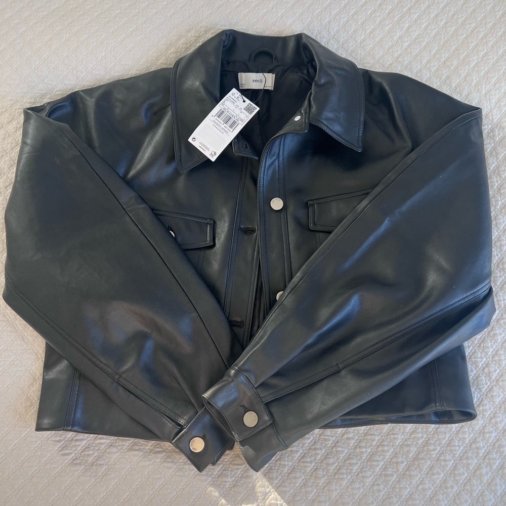 NWT Mango Short Faux Leather Jacket - size L